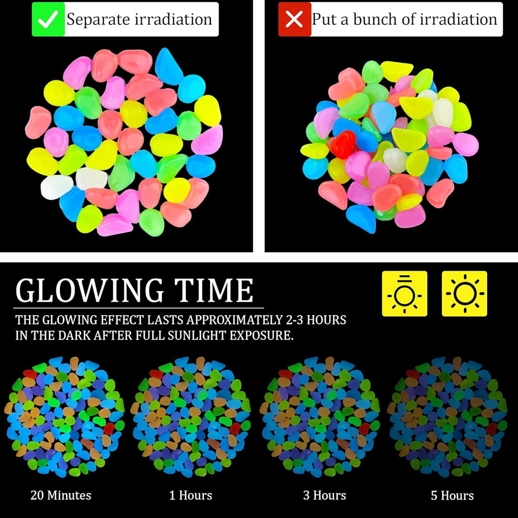 2.1LB 25-27mm Color Glow in The Dark Rocks Outdoor Decorative Stones Luminous Pebbles Glow Stones for Patio Landscaping Walkway Driveway Large Glowing Stones Garden Stones