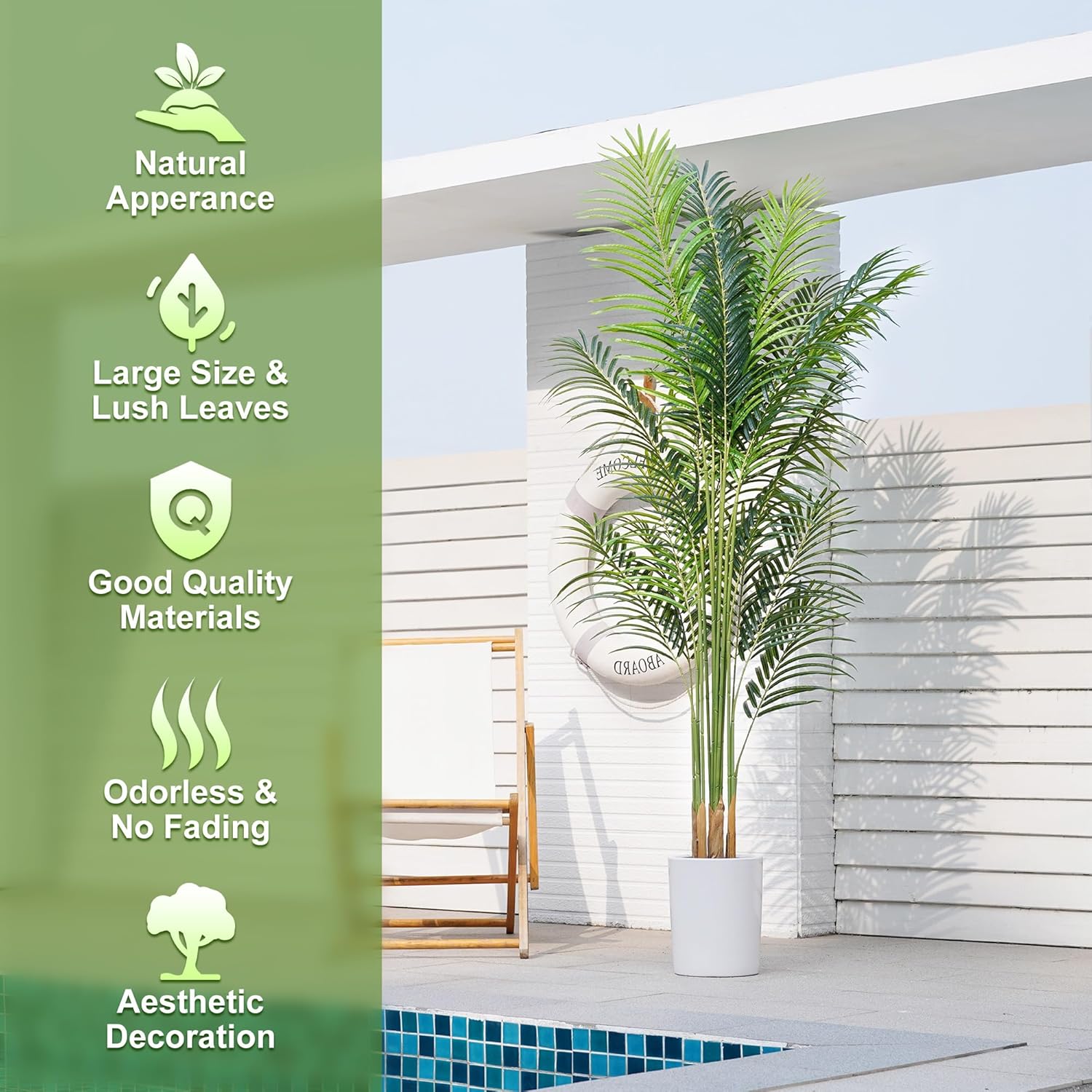 Artificial Palm Tree 7.2Ft Tall Large Fake Plant Indoor Decorative Faux Silk Green Potted Plants for Office Living Room Outdoor Home Decor (2 Pack)