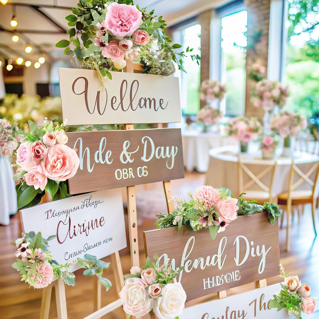 AGIRL Rose Artificial Flowers Combo Fake Flowers Pink Roses Silk Flowers with Stems for DIY Bridal Wedding Bouquets Centerpieces Arrangements Table Party Baby Shower Home Decor