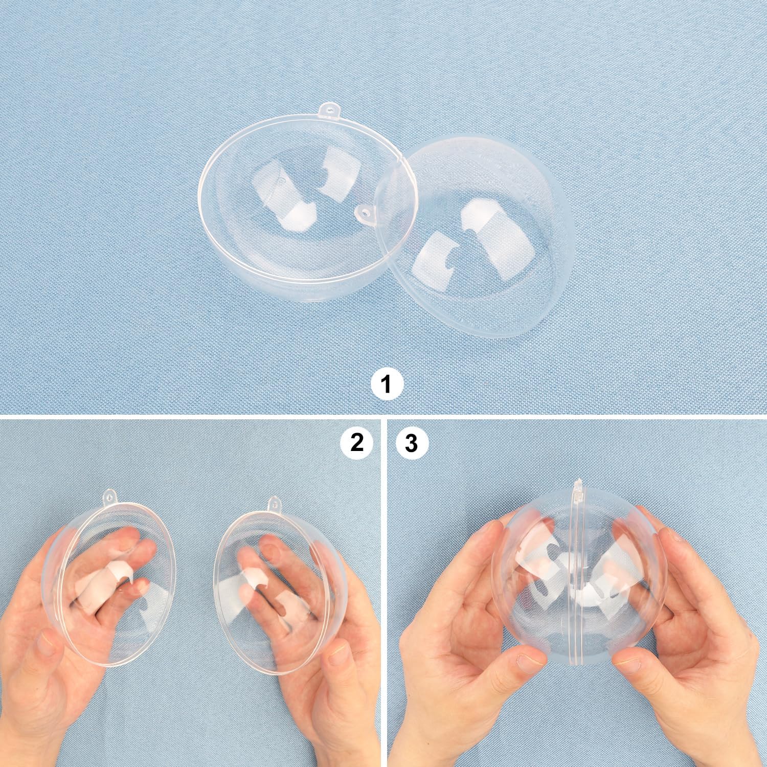 39 Pcs 4 Inch Clear Acrylic Fillable Balls, Christmas DIY Fillable Ornaments Balls, Acrylic Ornaments Ball for Christmas, Holidays, Weddings, Parties, and Home Decor