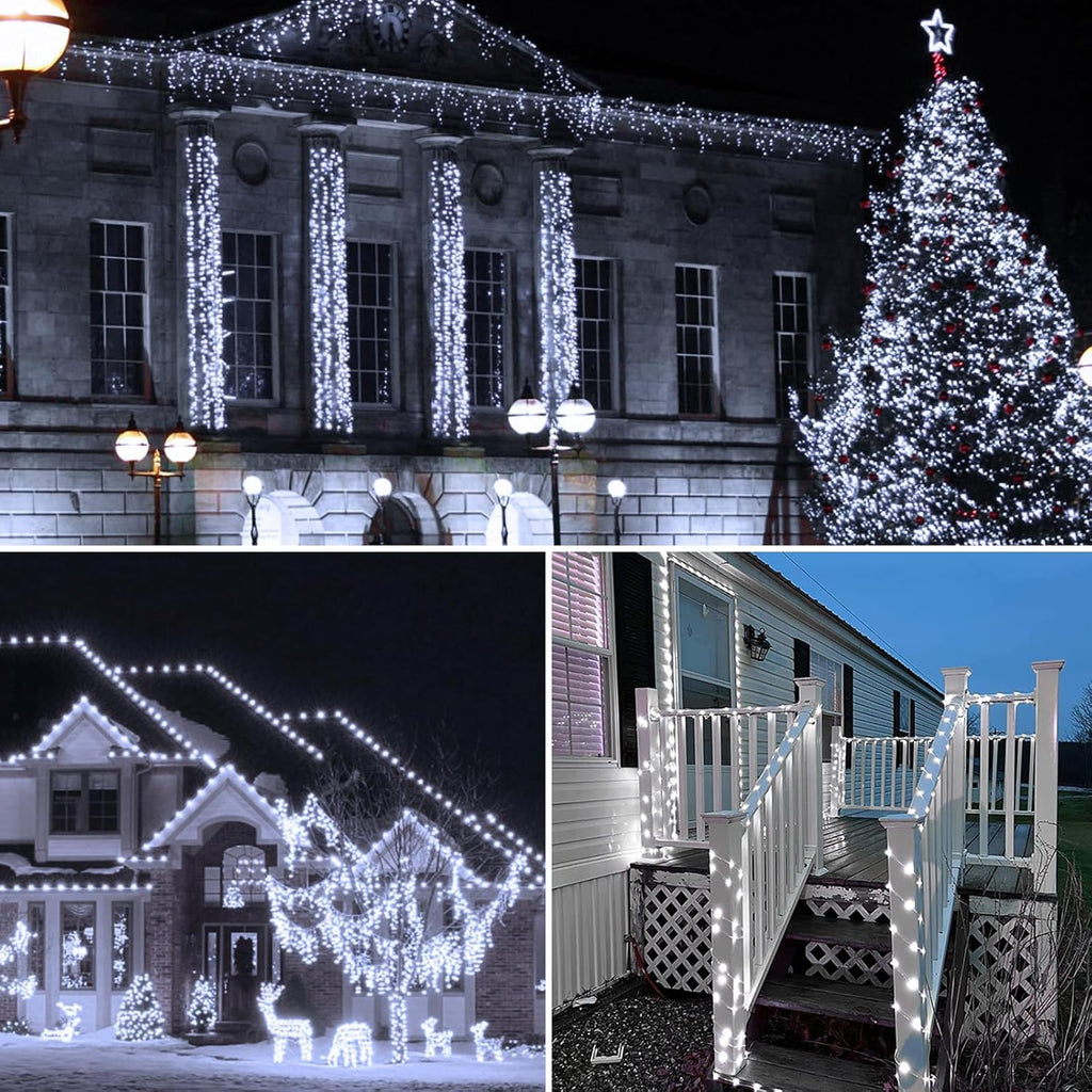 Solar String Lights Outdoor, 2-Pack Each 72FT 200 LED Solar Christmas Twinkle Lights Outside Waterproof Copper Wire with 8 Modes Solar Fairy Lights for Garden Tree Birthday Christmas Decor(Cool White)