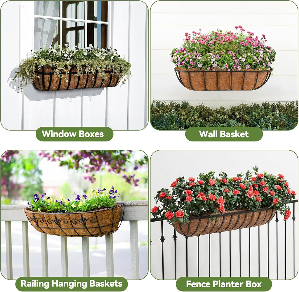 3Pcs Trough Coco Liner 36" Coco Coir Liners for Planters, Liners for Window Boxes Liners, Wall Basket Planters, Railing Hanging Baskets, Garden Planter Baskets