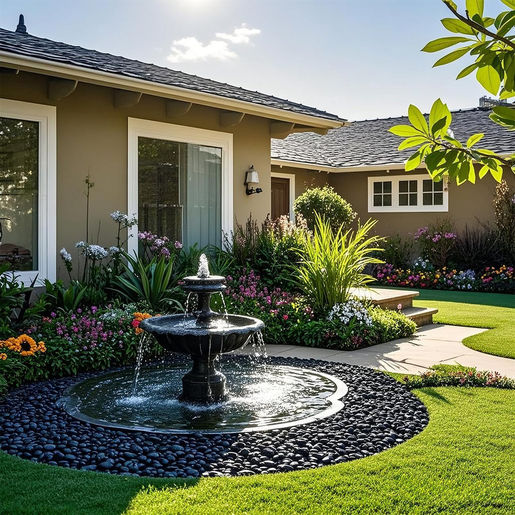 River Rocks 5 Lb, Pebbles for Indoor Plants 0.5"-1.4", Black Rocks for Outdoor Landscaping, Decorative Stones Vase Filler, Fish Tank, Fountain, Succulents, Flower Bed, Black