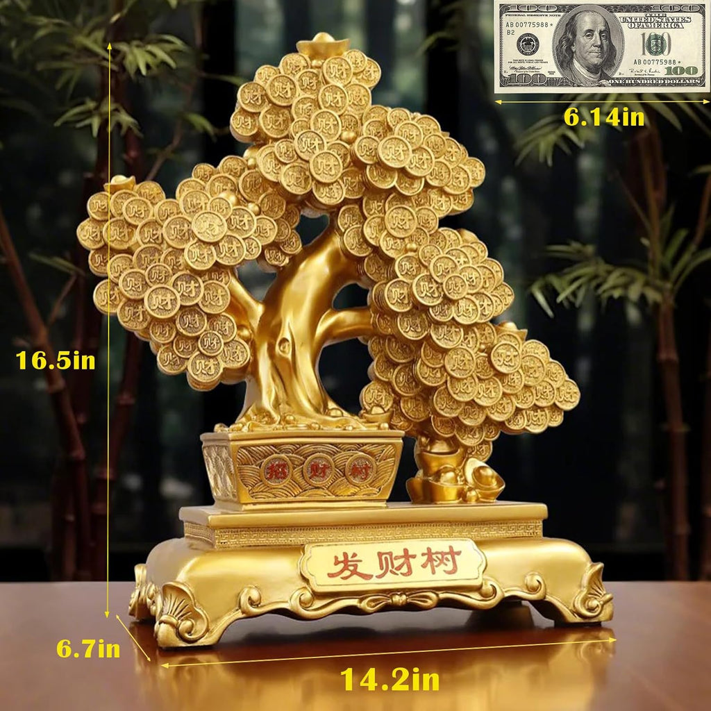 Top Resin Money Tree, Artificial Bonsai Tree - Feng Shui Decor & Gifts for Home, Feng Shui Statue, Chinese New Year Decoration, Chinese Decor & Gifts
