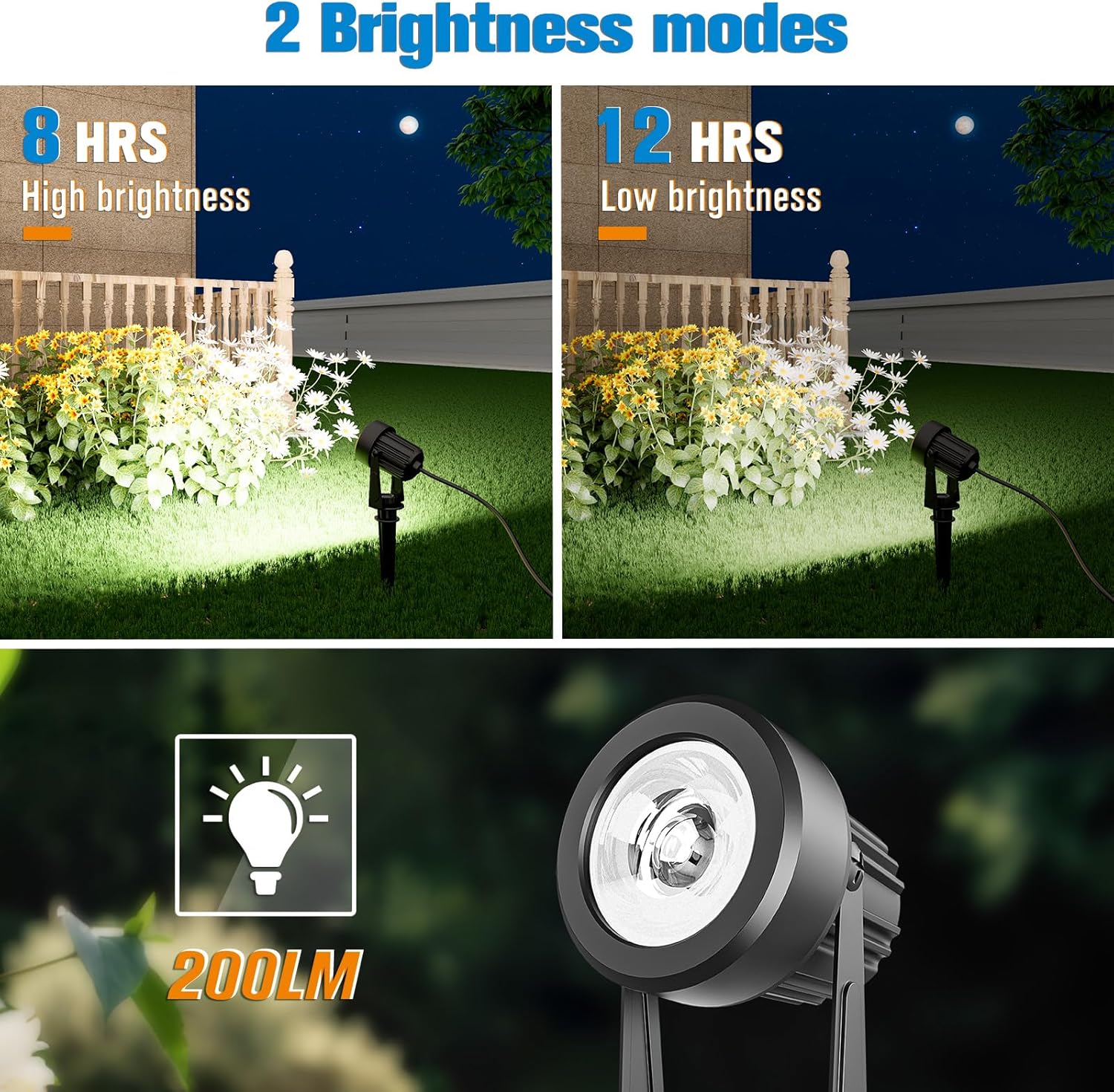 APONUO Solar Spot Lights Outdoor 6-in-1 Solar Landscape Lights Dusk to Dawn Solar Uplights IP65 Waterproof 9.8ft Cable Outdoor Spot Lights for Yard Pathway Garden Tree Decoration (Cool White)