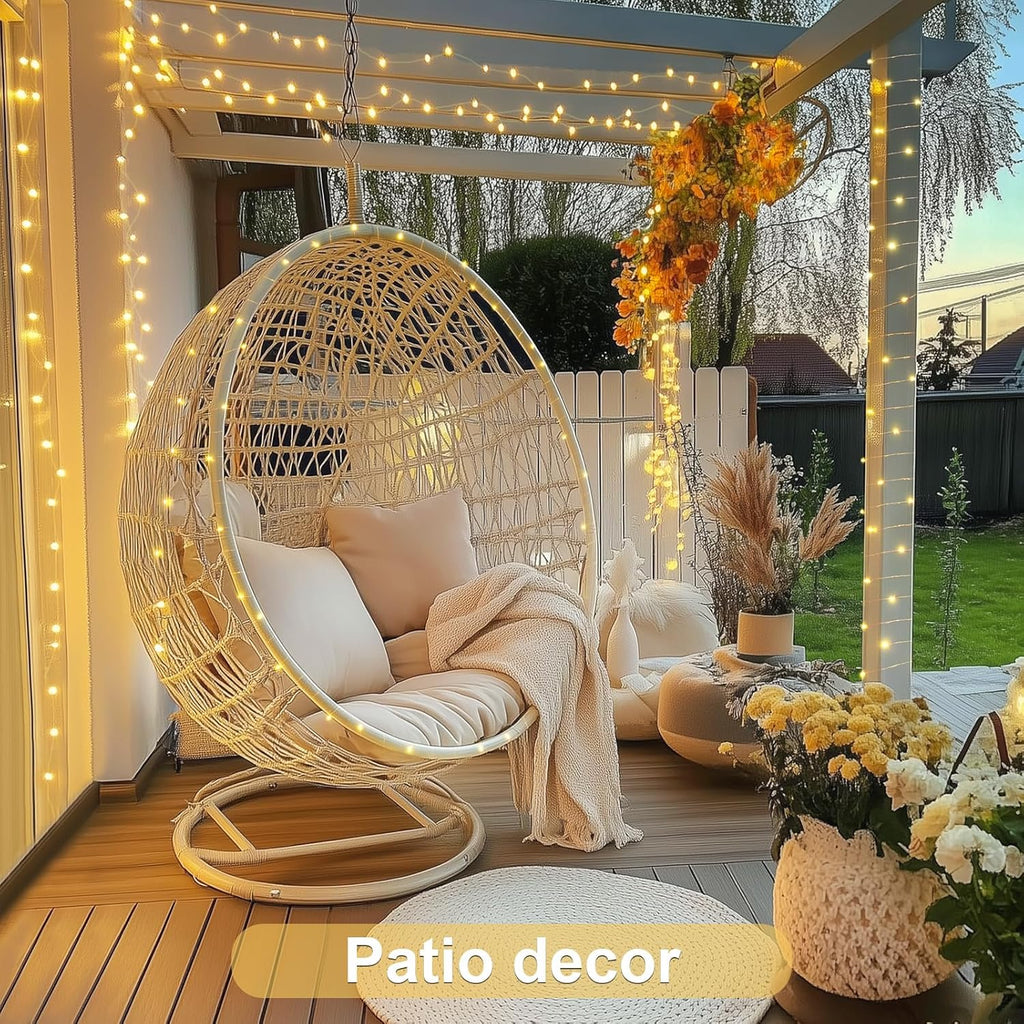 JMEXSUSS 2 Pack Solar String Lights Outdoor Waterproof, Each 33FT 100 LED Warm White Christmas Lights, Waterproof 8 Modes Copper Wire Solar Fairy Light for Outside Patio Tree Yard Garden Decorations