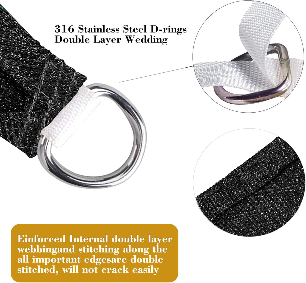 15' x 24' Black Rectangle Sun Shade Sail SSP1212 Canopy Durable Fabric UV Block Awning We Make Custom Orders