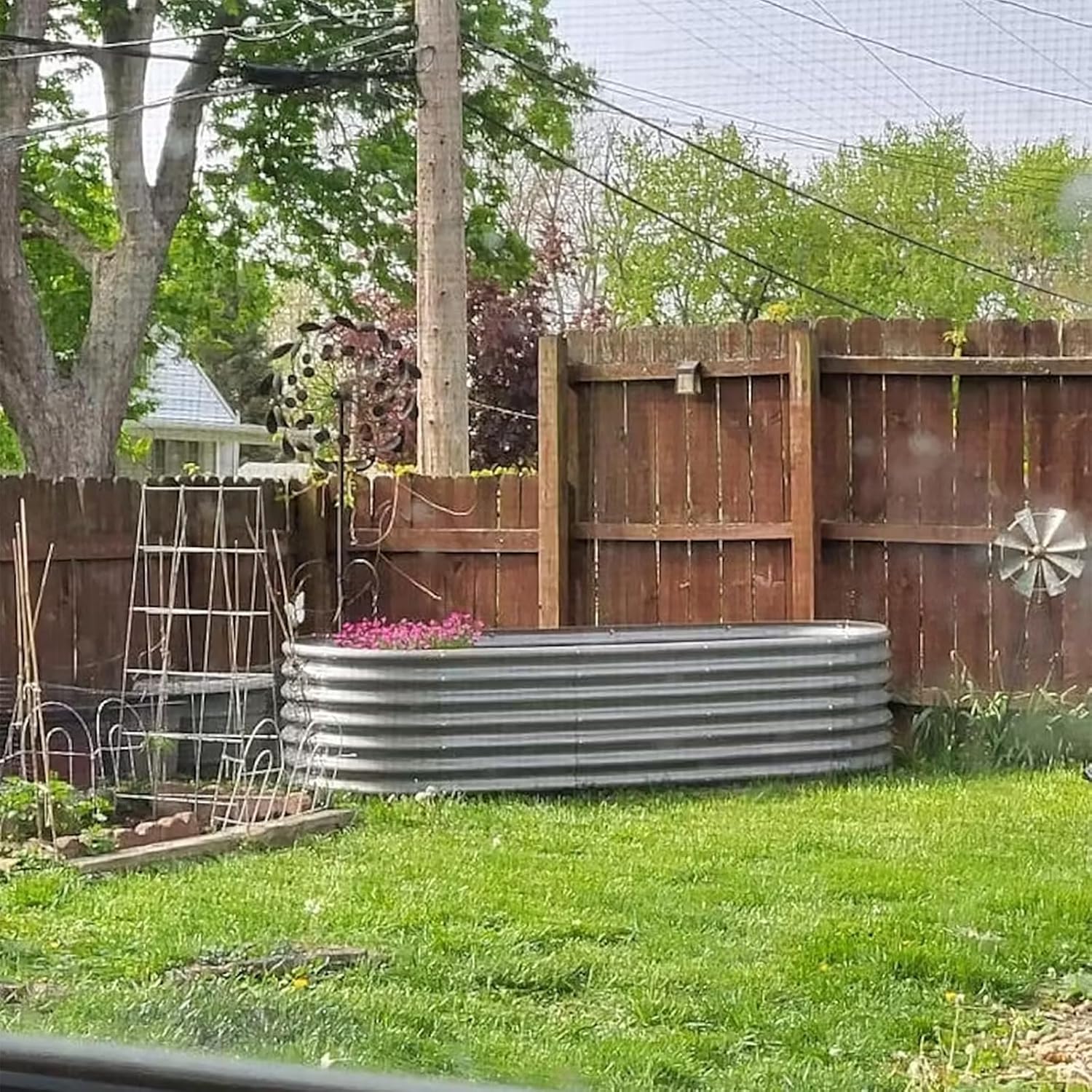 6 Pack 8x3x2FT Galvanized Raised Garden Bed Kit Oval Metal Ground Planter Box Outdoor Bottomless Planter Raised Beds for Vegetables Flowers Herbs Fruits, Gray