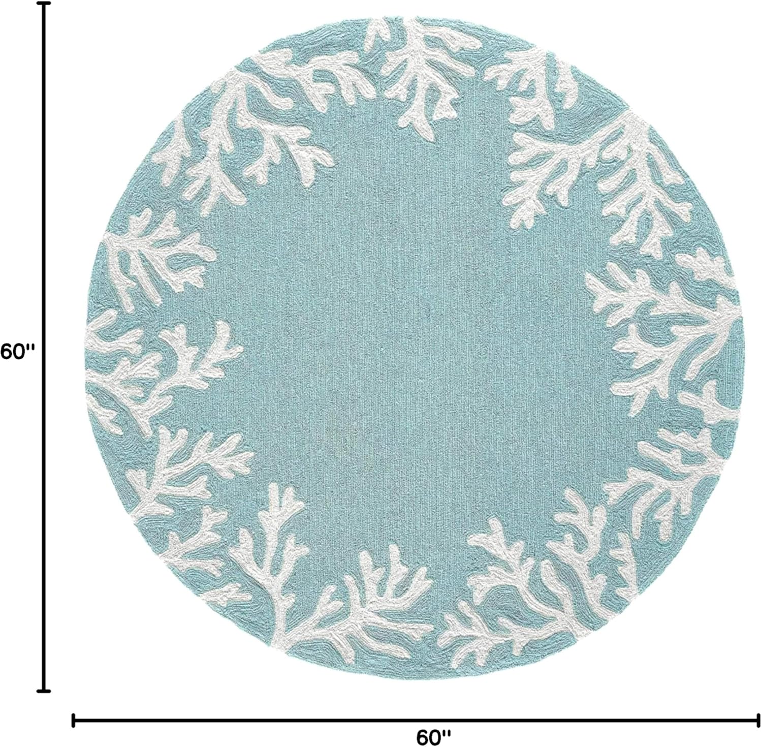 Liora Manne CAPRI Indoor/Outdoor Handmade Synthetic Blend Durable Area Rug - Traditional Border Coastal Beach Accent (Coral Border Aqua) (5' Round)