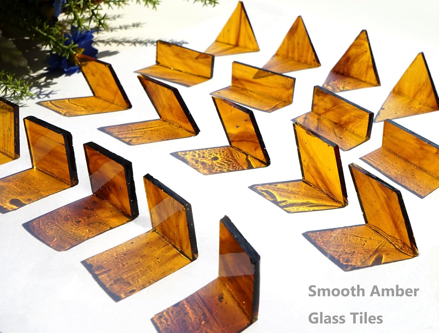 200g Transparent Mosaic Glass Tiles, Large Cathedral Stained Glass Tiles for DIY Mosaic Craft Supplies, 4 Shapes Mosaic Pieces for Home Decor, Autumn