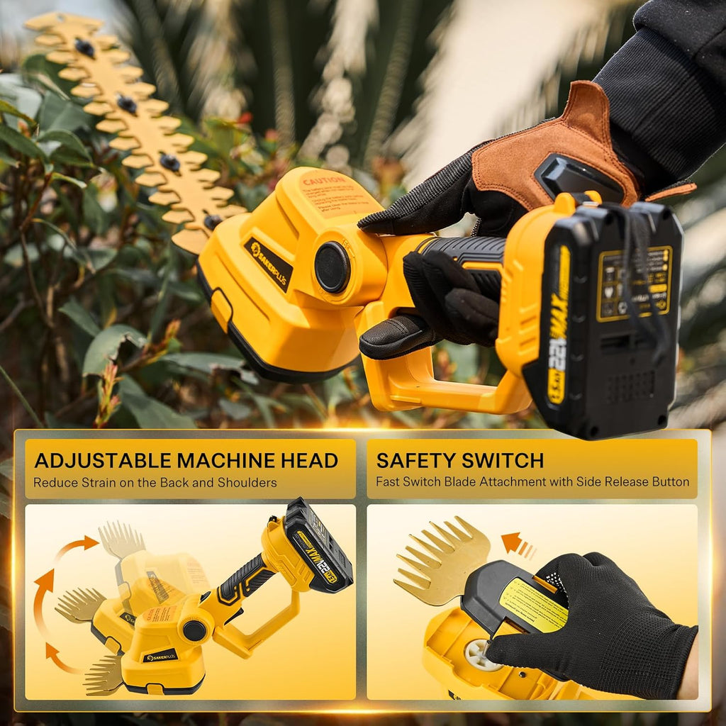 Hedge Trimmer Cordless, 2 in 1 Grass Shears Hedheld and Electric Hedge Trimmer, 22V Mini Battery Hedge Trimmers Clippers with Rechargeable Battery and Charger for Garden and Lawn