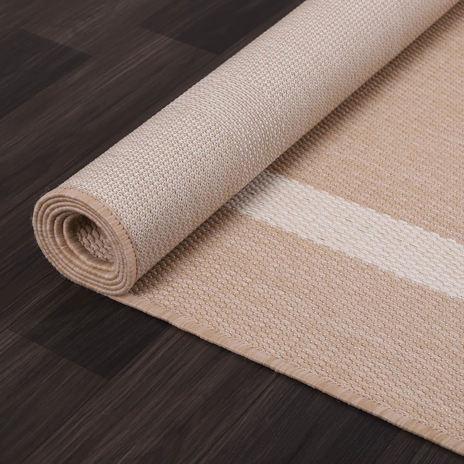 Bordered Outdoor Rug 9x12 Washable Outside Carpet for Indoor Patio Porch Waterproof Easy Cleaning Non Shedding Area Rugs Beige 9 x 12