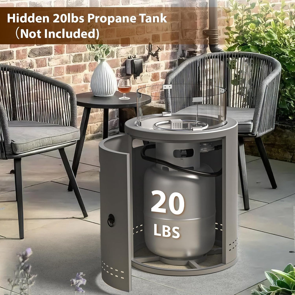 20" Smokeless Propane Fire Pit Tabletop, 50,000 BTU Portable Outdoor Fire Pit for Patio, Camping & Backyard, with Lava Rocks, Glass Wind Guard & Waterproof Cover, CSA Certified
