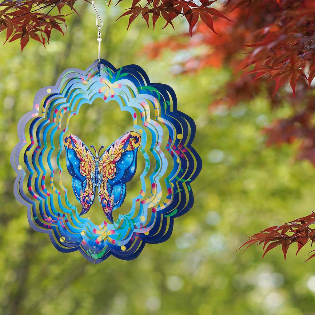 Butterfly Wind Spinners Outdoor Decorations-3D Stainless Steel Metal Butterflies Wind Spinners,12 inch Butterfly Gifts for Women, Sculpture for Yard Decorations Outdoor