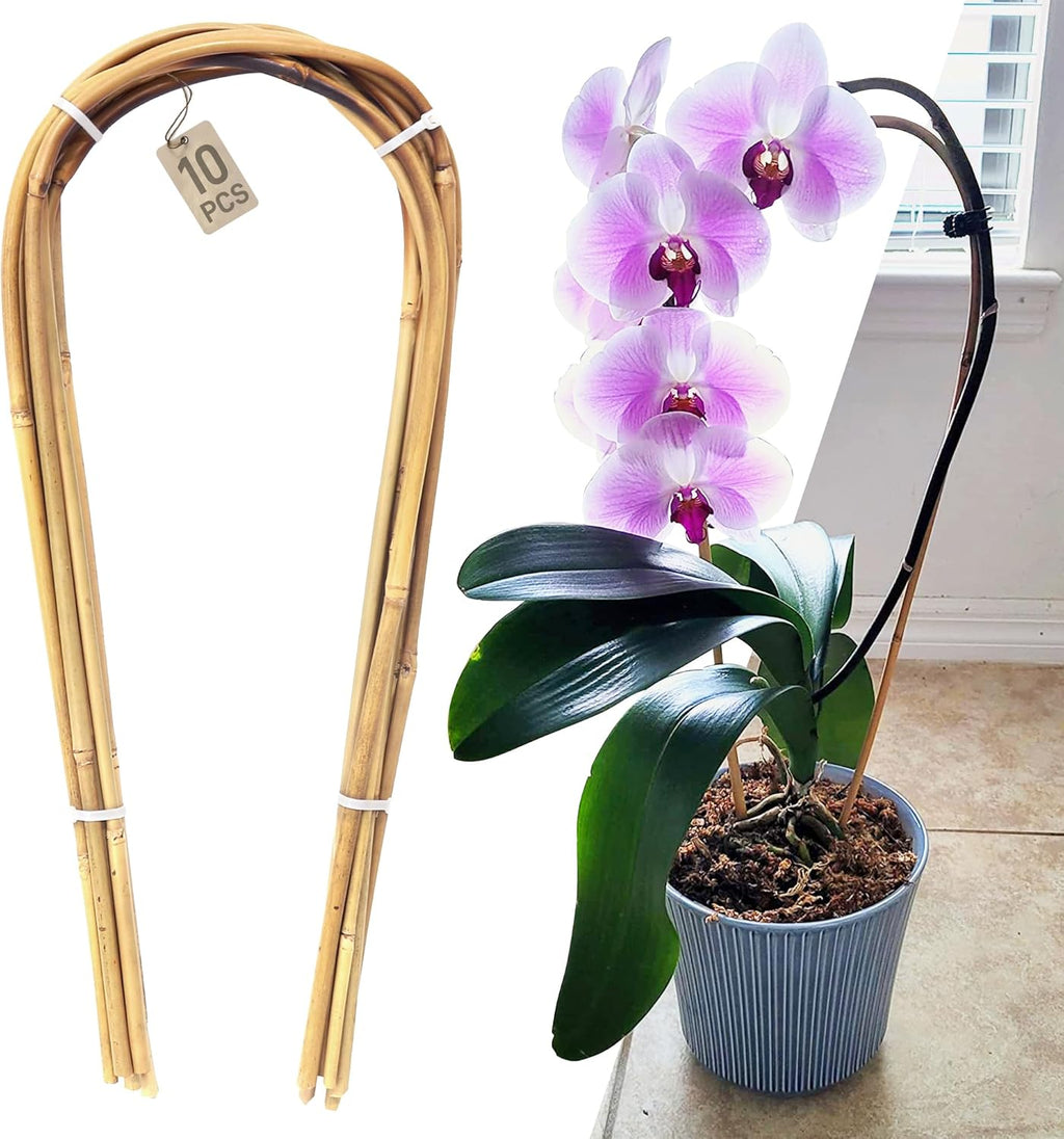 Avalution 16" Natural Bamboo Plants Trellis U-Hoop,Bamboo Gaeden Trellis U-Shape for Climbing Plant Support-10PCS
