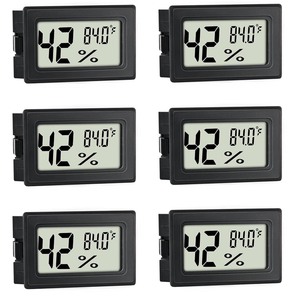 Mini Hygrometer Indoor Humidity Meter Hygrometer Thermometers 6 Pack Humidity Meters Gauge Hygrometer Mini Digital Thermometer Hygrometer with Fahrenheit (℉) for Humidors, Greenhouse, Garden, Cellar