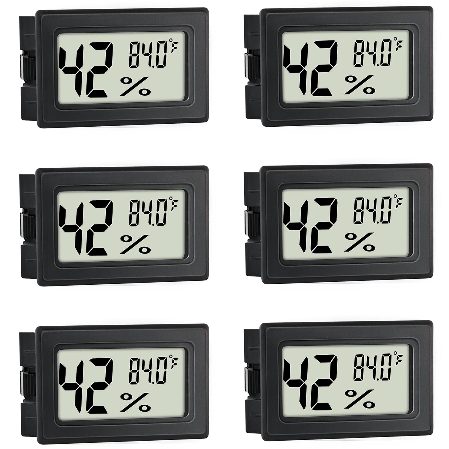 Mini Hygrometer Indoor Humidity Meter Hygrometer Thermometers 6 Pack Humidity Meters Gauge Hygrometer Mini Digital Thermometer Hygrometer with Fahrenheit (℉) for Humidors, Greenhouse, Garden, Cellar