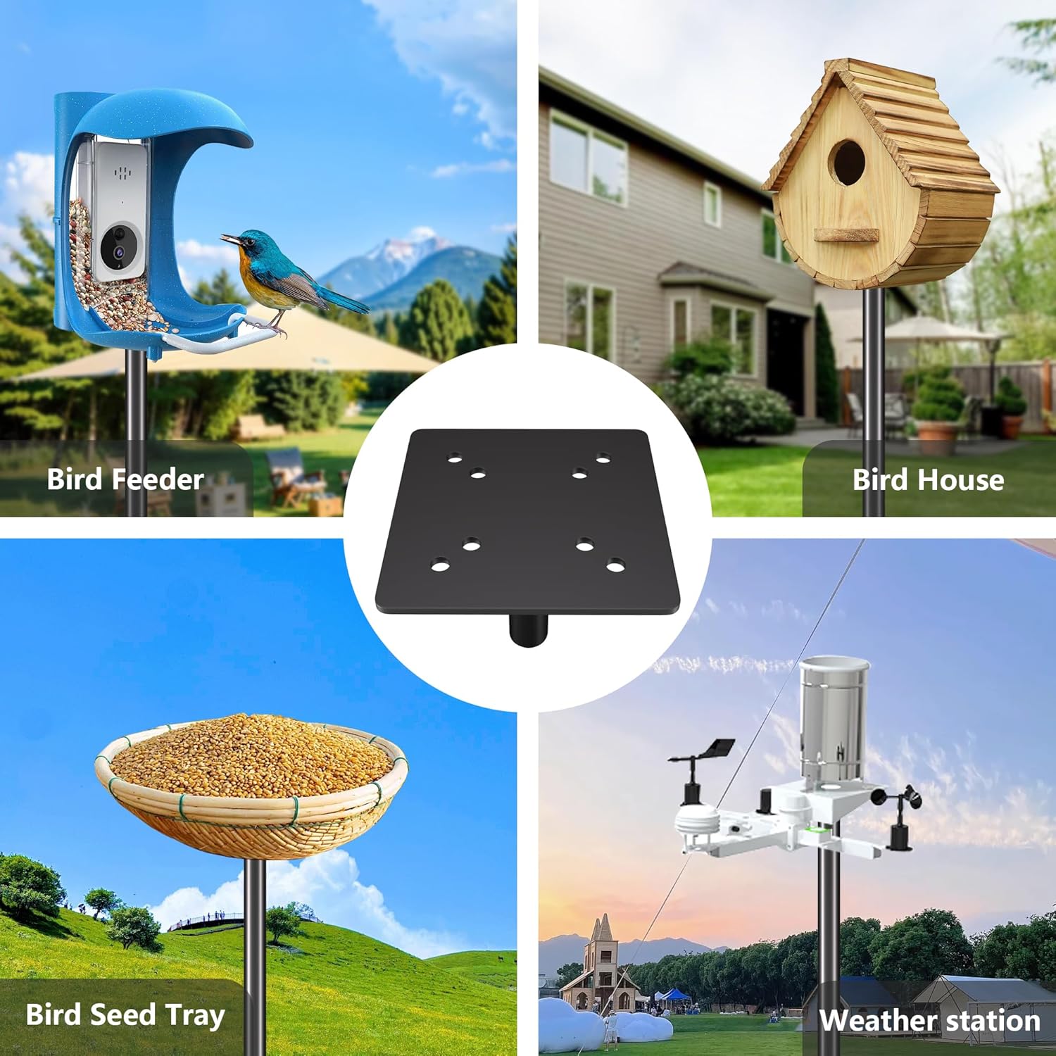 Bird Feeder Pole Kit, 79 Inch Bird House Pole for Outdoors Heavy Duty,5 Base Prongs Adjustable Birds Feeder Stand for House
