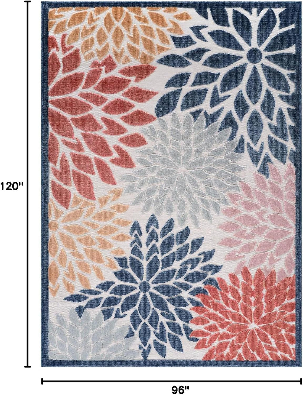 Beverly Rug Outdoor Rug 8x10 Modern Floral Tropical Area Rugs for Indoor and Outdoor Patio Easy to Clean Non Shedding Living Room Porch Garden Washable Outside Carpet (8 x 10 Multicolor)