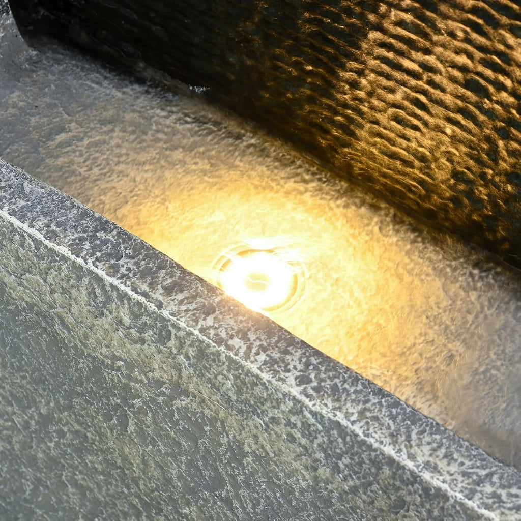 50" Outdoor Fountains and Waterfalls LED - Patio Water Fountains for Outdoor Gardens Backyards Lawns Balconies Landscaping and Outdoor Living Spaces