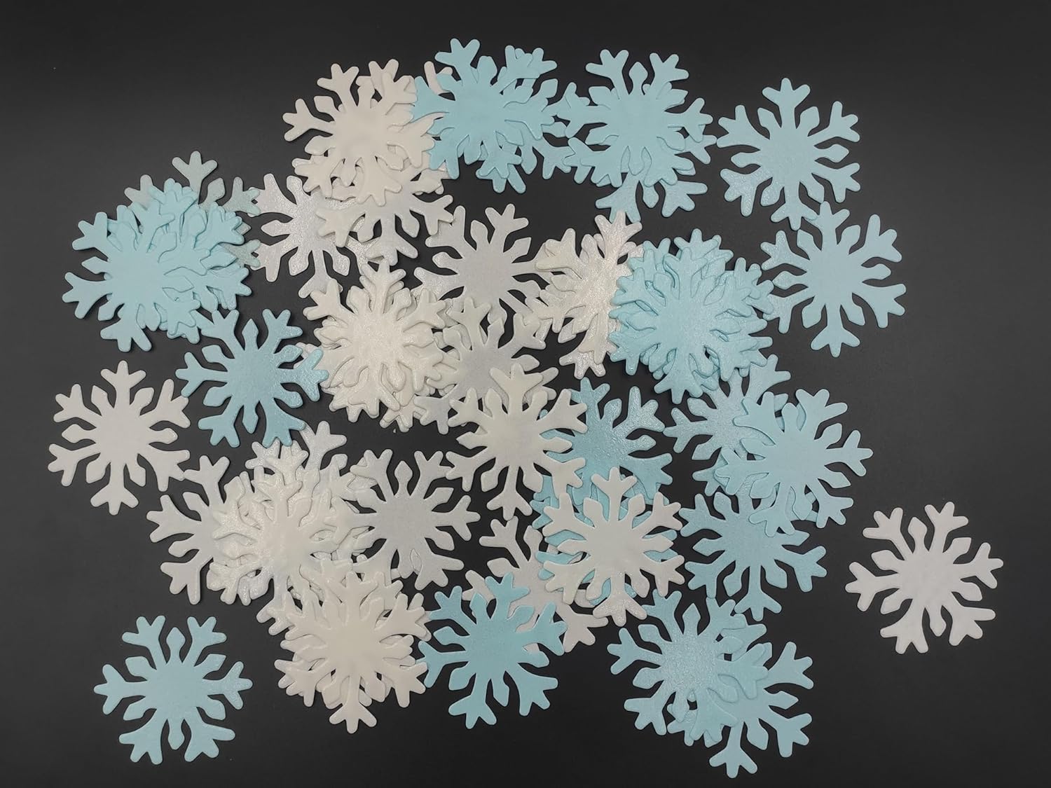 50pcs Edible Blue Snowflakes for Cake Decorating Cupcake Toppers for Christmas Winter frozen Theme Birthday Party Decorations