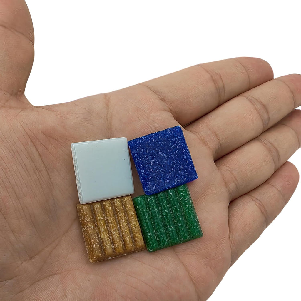 3/4 inch Quartz Glass Mosaic Tiles for Crafts, 1.1 LB, Square Mosaic Pieces for DIY Picture, Home Mosaic Decoration (Mixed Color)