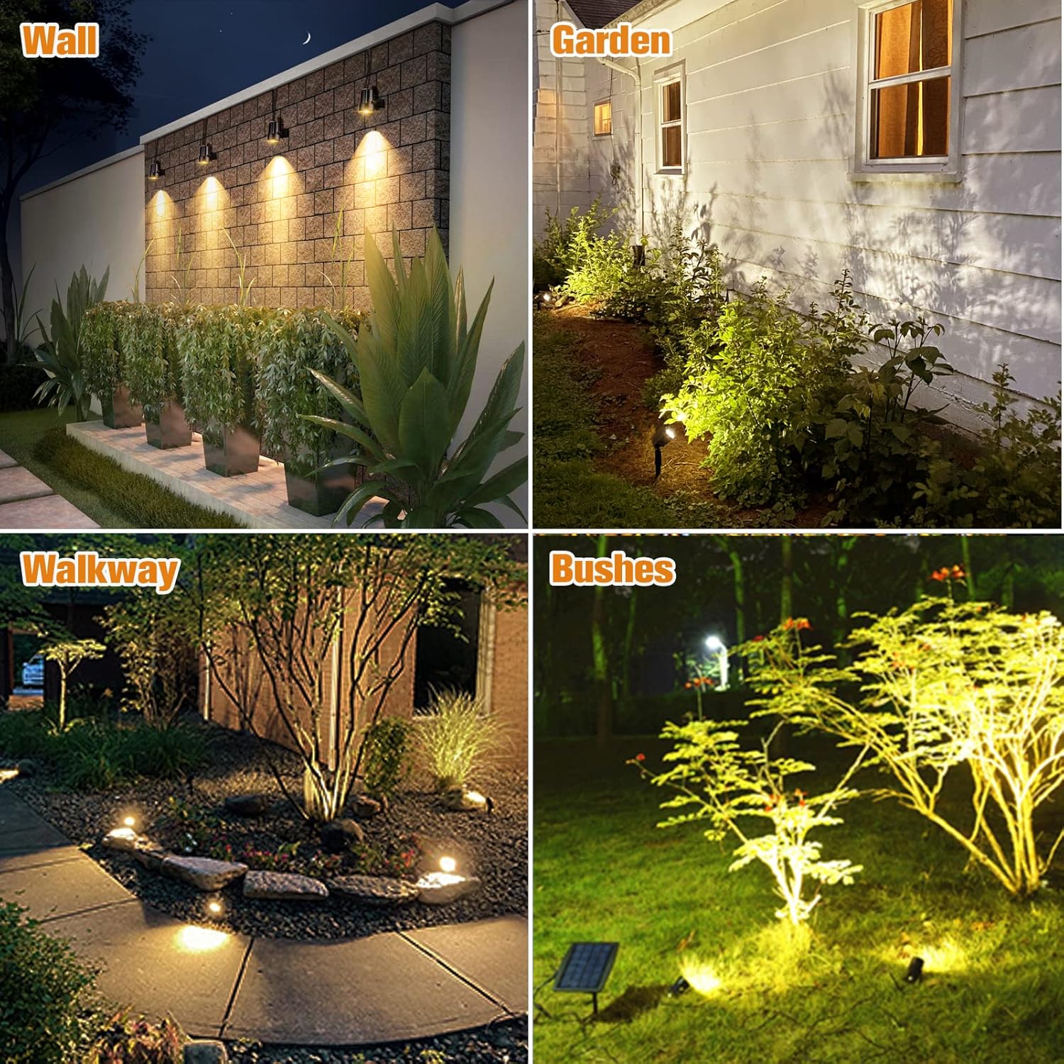 APONUO Metal Outdoor Solar Landscape Lights, Waterproof Spotlight 6-in-1 for Yard Landscape Lighting, Auto On/Off for Pathway, Driveway, Patio (Warm White)
