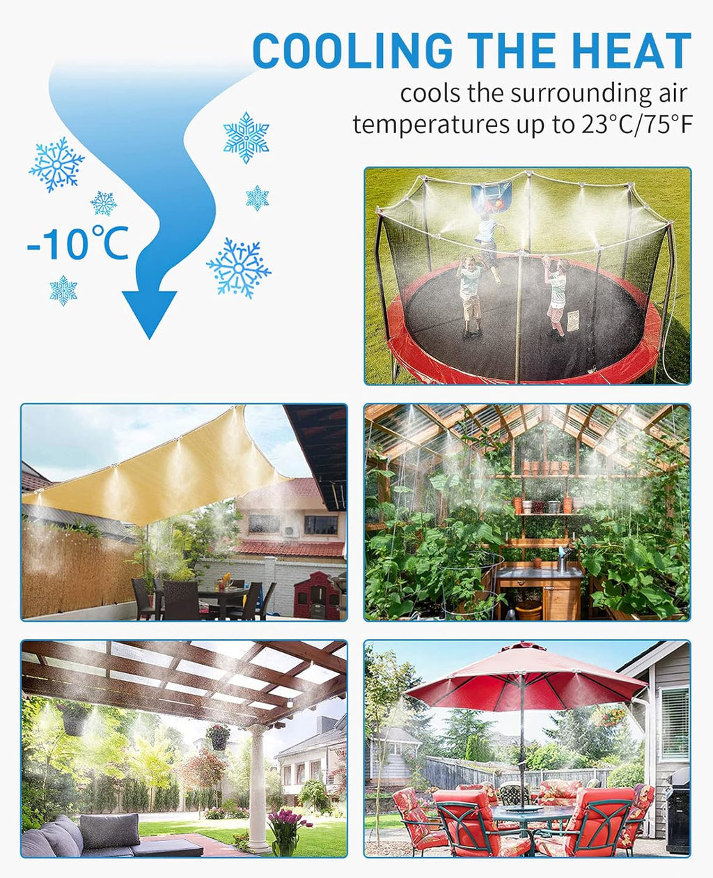 homenote Misting Cooling System, 92FT (28M) Misting Line + 26 Brass Mist Nozzles + Brass Adapter(3/4") Misters for Outside Patio Cooling Garden Greenhouse Watering