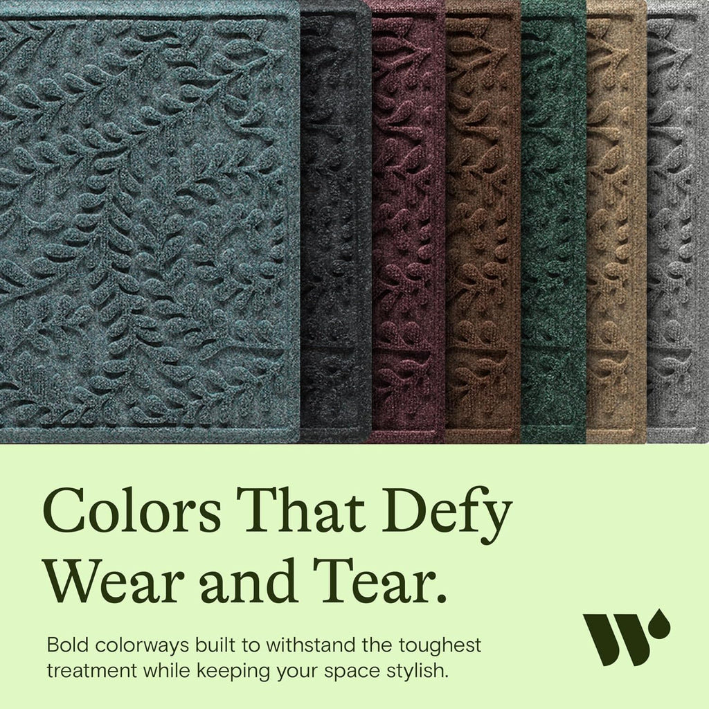 WaterHog Indoor/Outdoor Use Door Mat, 2' x 3', Made in USA, Welcome Mat for Front Door, Durable, Water-Trapping Floor Rug, Decorative, Skid-Resistant Entryway, Boxwood Collection, Bluestone