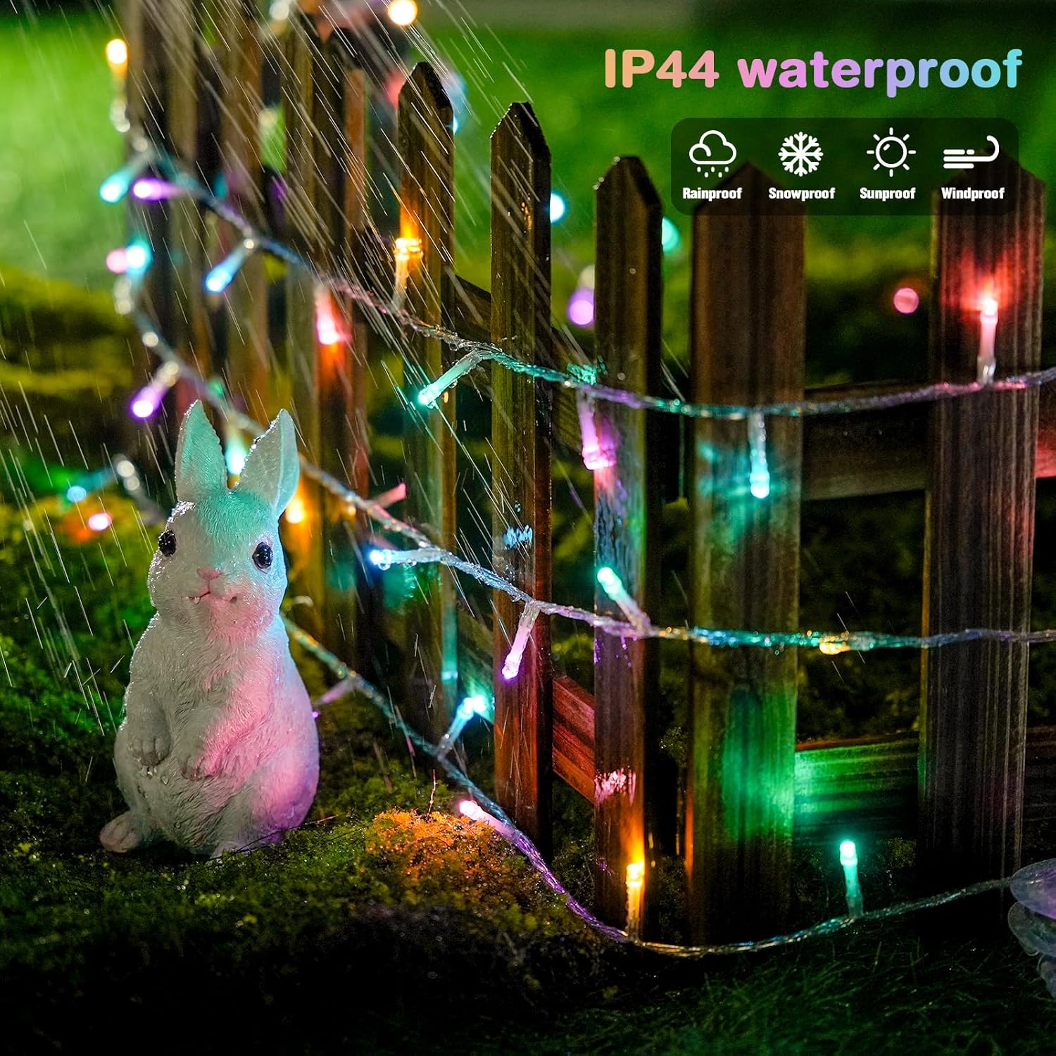 JMEXSUSS 33ft 100 LED Easter Lights for Indoor Outdoor Use, 8 Modes Connectable Easter String Lights Plug-in, Clear Wire Colorful Christmas String Lights Outdoor Waterproof