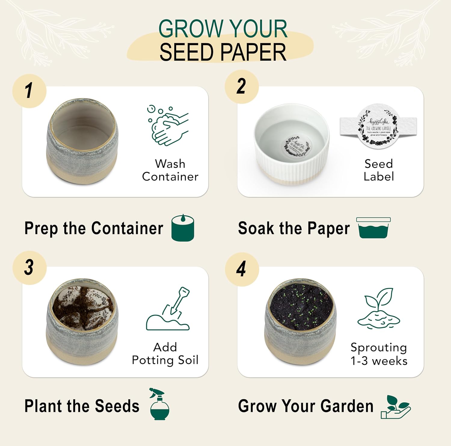 The Growing Candle, Chai Scented, 10oz Ceramic Pot, Aromatherapy Candles for Home, 100% Soy, Greta