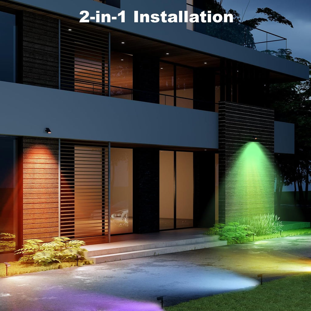 Solar Spot Lights Outdoor, 8 Lighting Modes Multicolor Solar Lights Outdoor Waterproof IP65, Landscape Spotlights for Garden Yard, 6 Pack RGB