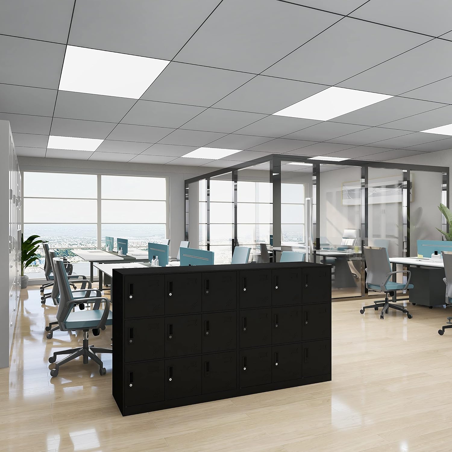 9 Door Metal Storage Locker Cabinet for Office, Home, Gym, School, Steel Cabinet to Storage File, Toys, Shoes and Sports Equipment, Locker Organizer for Gym Office Bedroom (9 Door, Black)