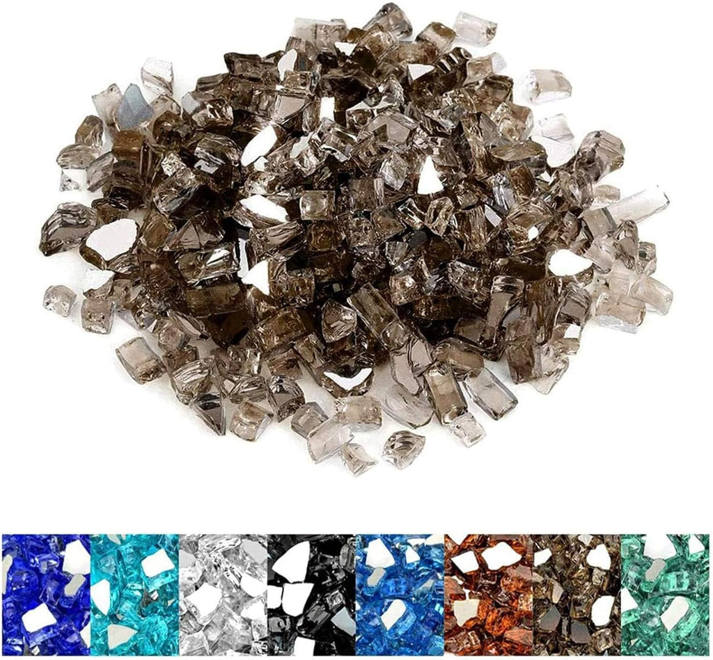 Mr. Fireglass 10 Pounds Fire Glass - 1/4 Inch High Luster Reflective Tempered Glass Rocks for Fireplace Fire Pit Table and Landscaping, Bronze