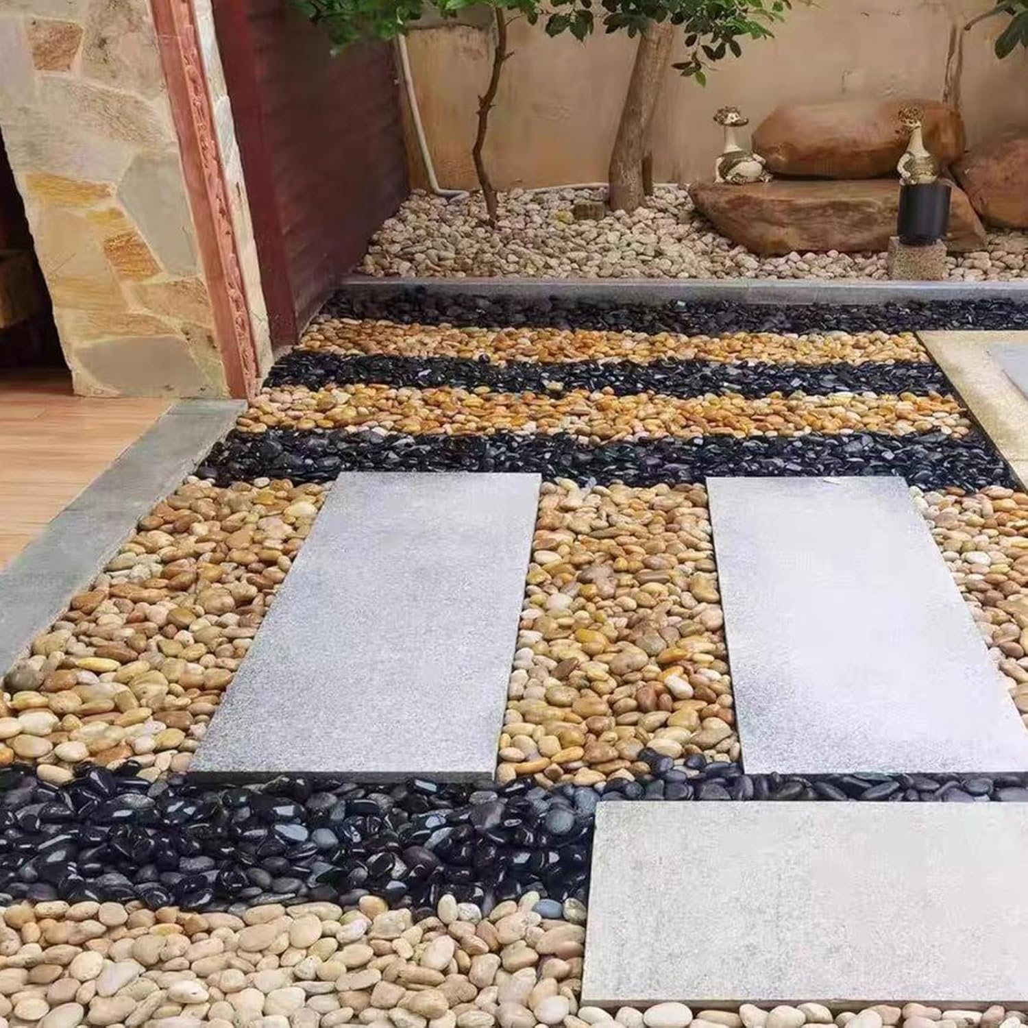 40 lbs Yellow River Rocks for Landscaping, 1-2 Inch Polished Pebbles for Indoor Plants, Decorative Rocks Stones for Fish Tank, Vases, Aquariums, Fountains, Pathways, Backyard and Garden