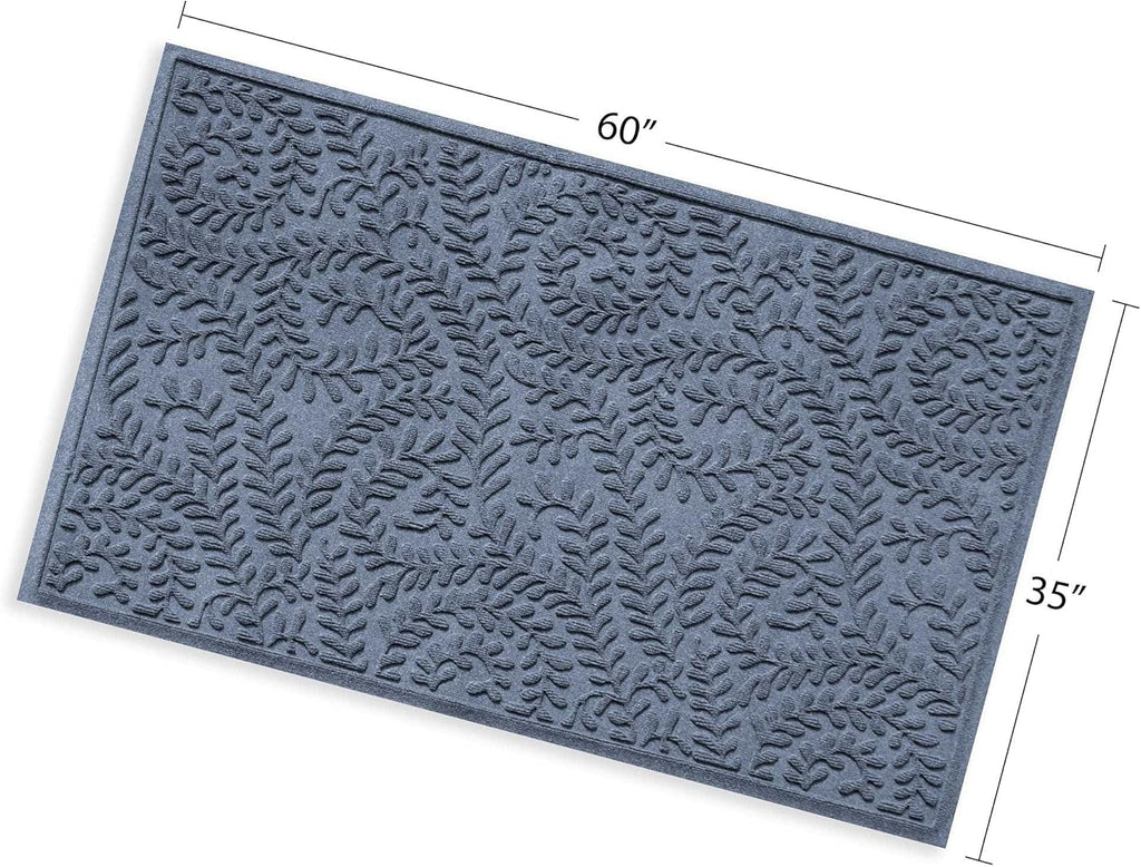 WaterHog Indoor/Outdoor Door Mat, 3' x 5', Made in USA, Durable & Skid-Resistant Front Door Rug, Decorative, Water-Trapping & Heavy-Duty Entryway Floor Mat For Your Home, Boxwood Collection, Bluestone