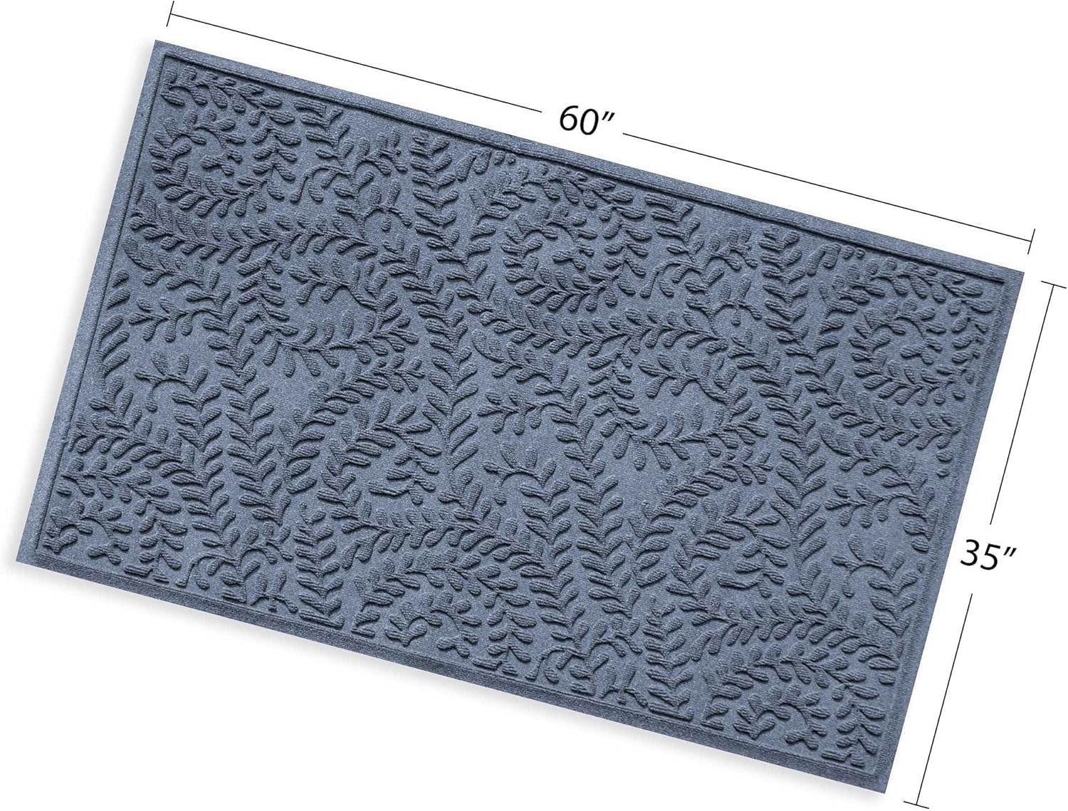 WaterHog Indoor/Outdoor Door Mat, 3' x 5', Made in USA, Durable & Skid-Resistant Front Door Rug, Decorative, Water-Trapping & Heavy-Duty Entryway Floor Mat For Your Home, Boxwood Collection, Bluestone