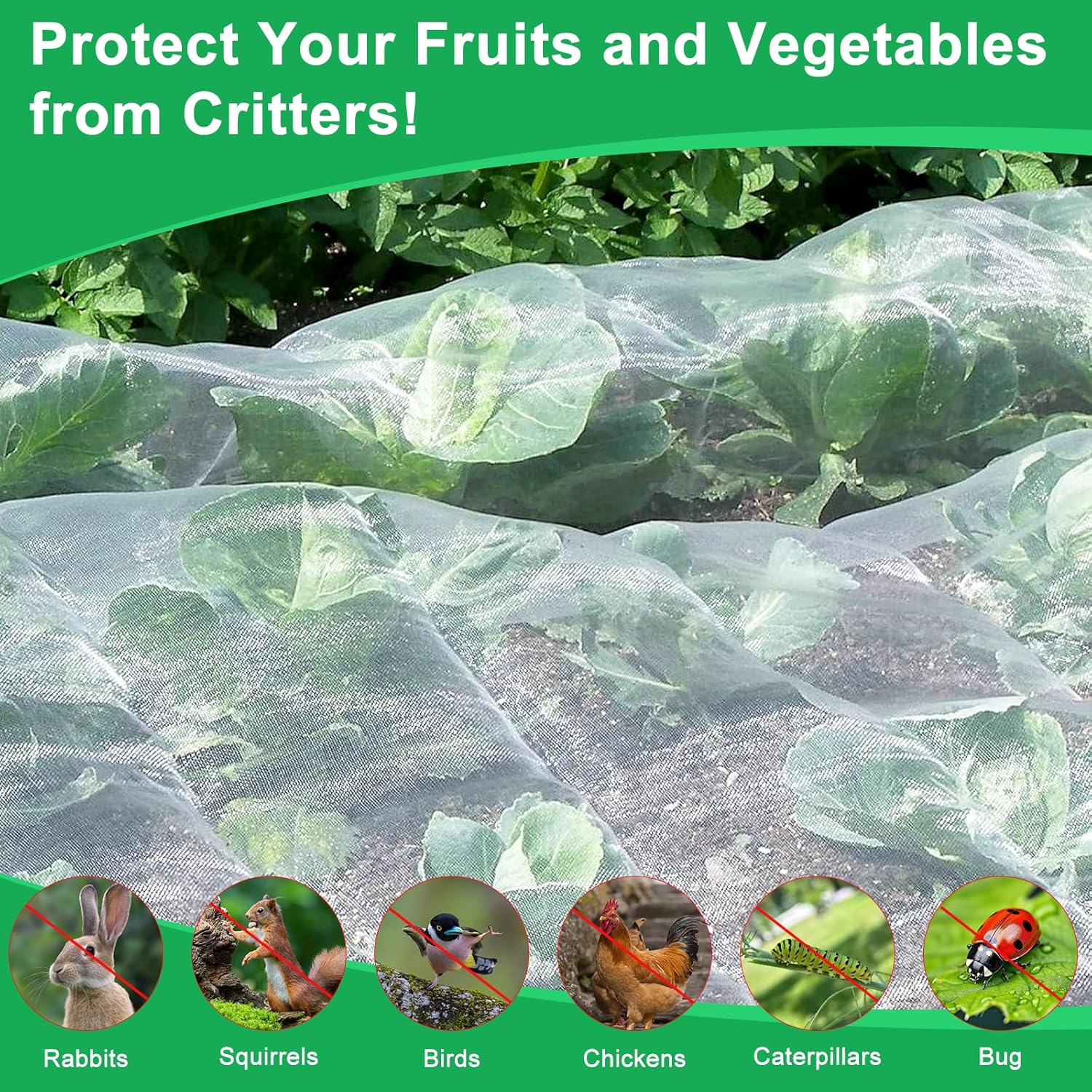 10 X 33FT Garden Mesh Insect Netting Pest Barrier, Garden Bug Netting Plant Mesh for Raised Beds Blueberry Bushes, Figs, Plants, Vegetables Protection