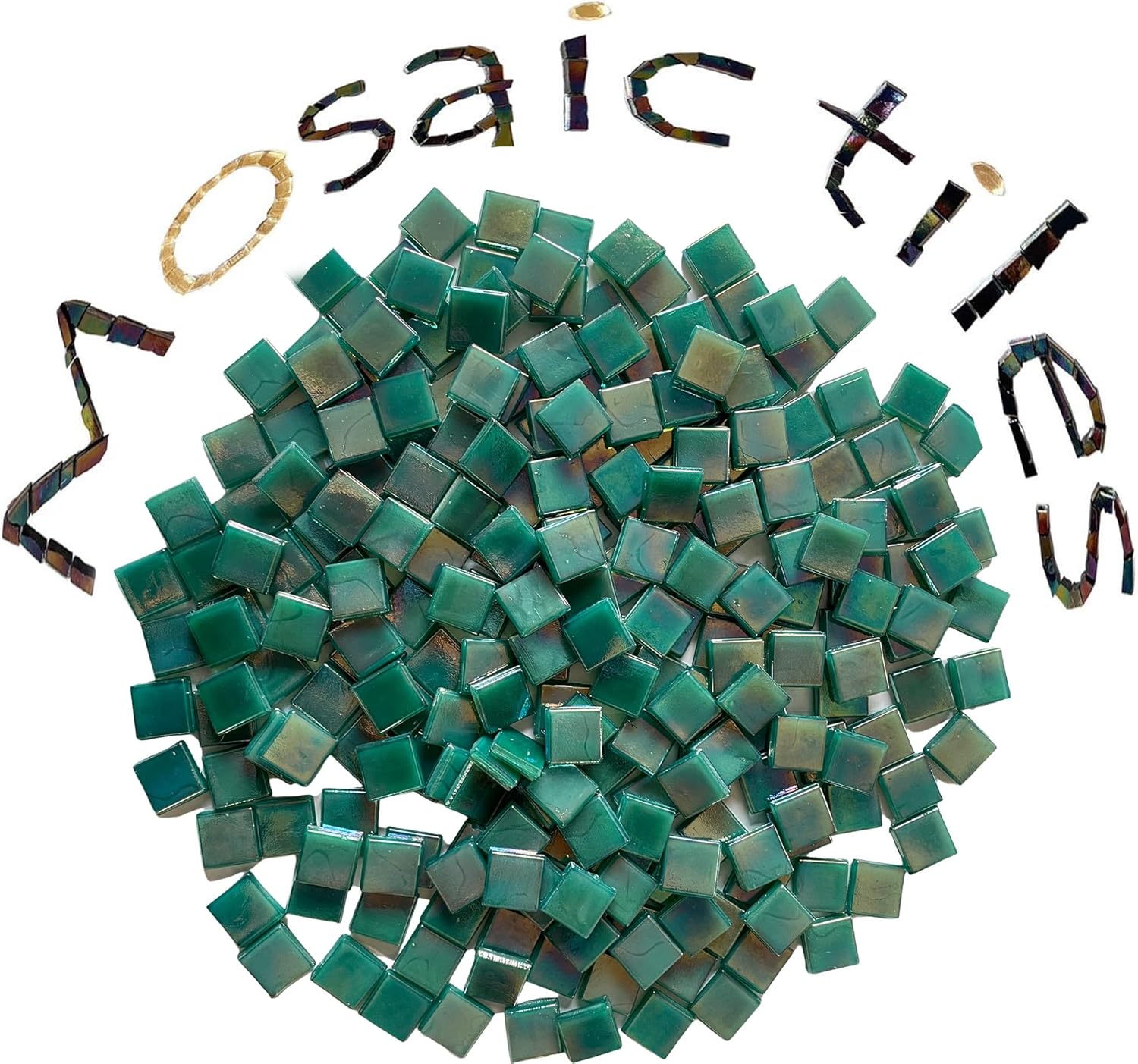 SMEIINIK 1.1lb Bulk Single Iridescent Color Mosaic Tiles for Crafts, Glass Mosaic Pieces for Mosaic Puzzles, Stained Glass Tiles for Mosaic DIY, Mosaic Making Supplies(WJ26-16)