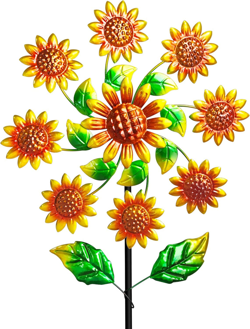 Outdoor Wind Spinner, 37" Metal Sunflower Wind Spinner with Stake, 360° Rotating Windmill Yard Art, Sunflower Outdoor Decor for Home Lawn Backyard Patio Decor, Gifts for Garden Lovers