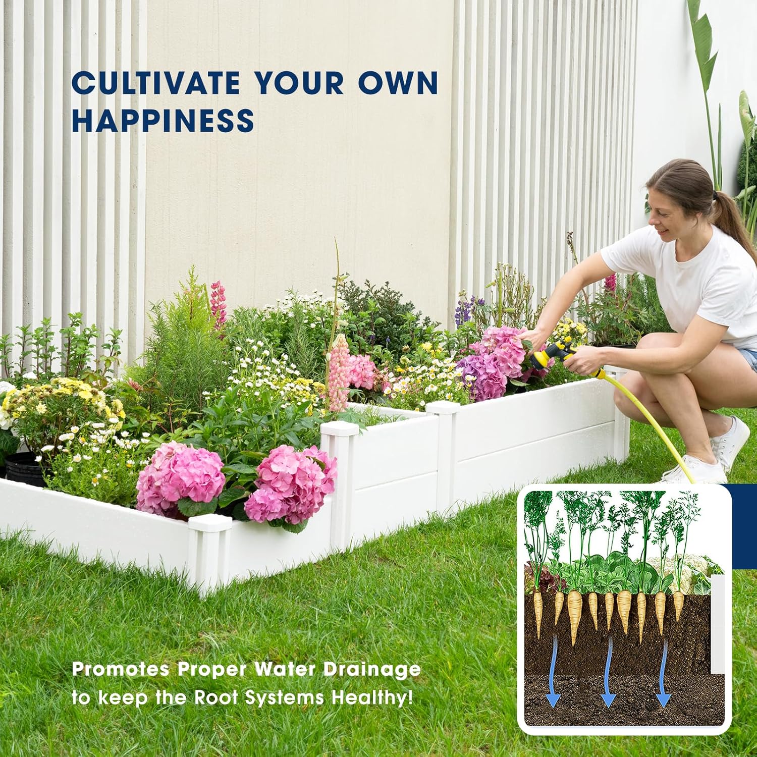 PASAMIC Durable Vinyl Raised Garden Bed, 6x3x1ft Raised Bed for Gardening, Planter Box with Open Bottom, Raised Garden Bed Outdoor, DIY Above Ground Garden Bed for Fruit, Vegetables, Herbs