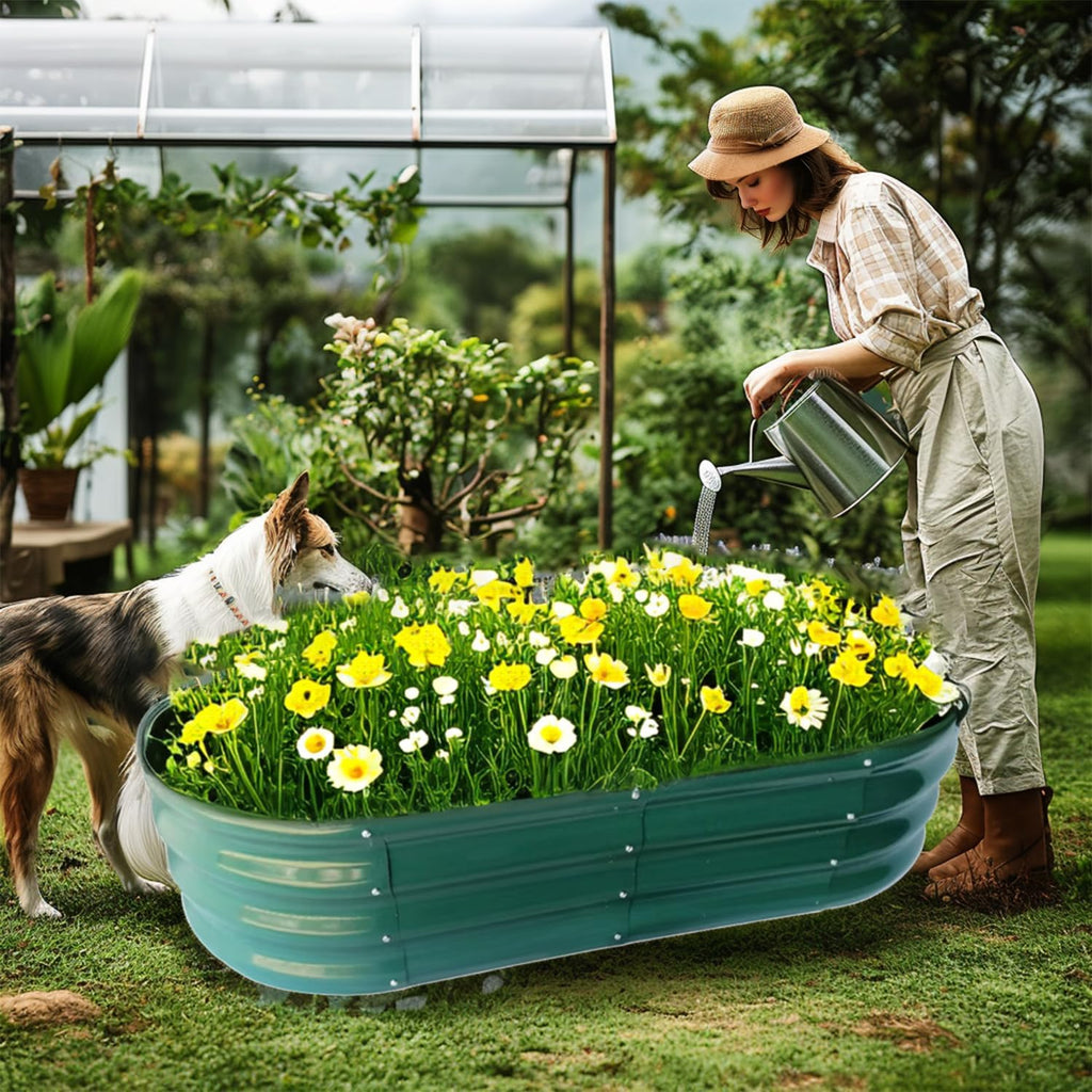 Raised Garden Bed, Raised Beds for Gardening Outdoor for Vegetables and Flowers Ground Planter Box, Galvanized Metal Planter Grow Garden Box,4x2x1ft