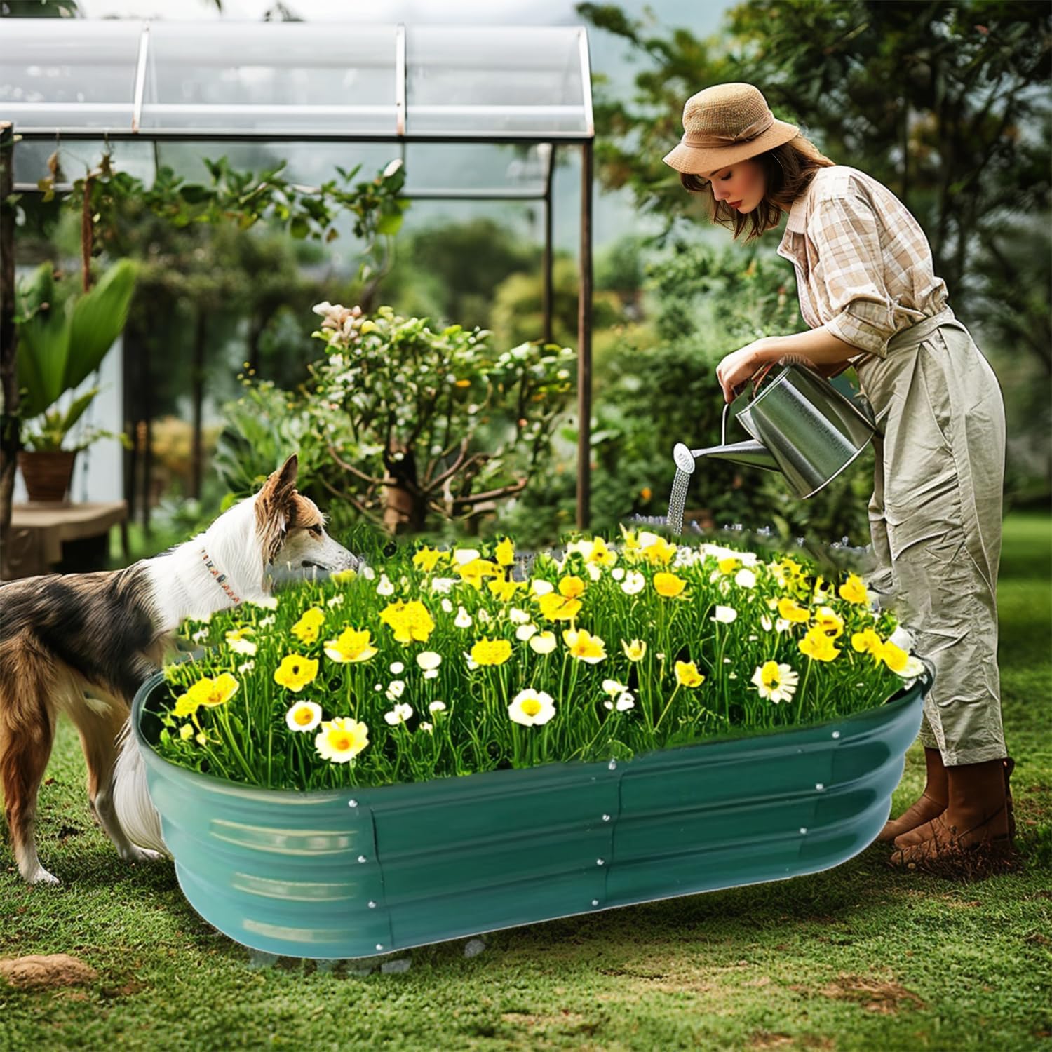 Raised Garden Bed, Raised Beds for Gardening Outdoor for Vegetables and Flowers Ground Planter Box, Galvanized Metal Planter Grow Garden Box,4x2x1ft