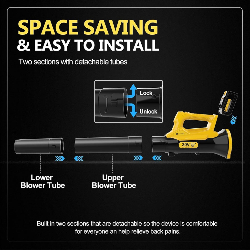 Orientools Leaf Blower Cordless, 20V Powerful Electric Cordless Leaf Blower 2×4.0 Ah Batteries & Charger, Variable Speed Trigger, Portable Lightweight Blowers for Lawn Care, Yard, UL 62133 Certified