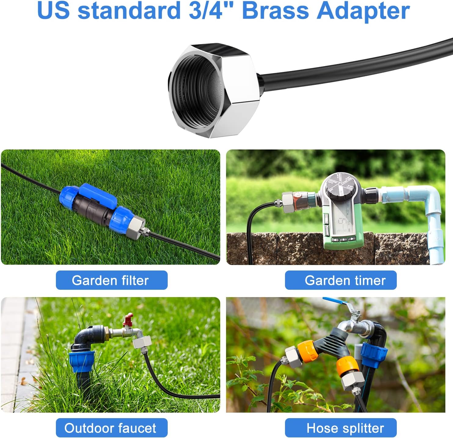 Keten 72FT Misting Cooling System, 59FT(18m)+Extra 13FT(4m) Misting Line, Misters System for Outdoor Patio Garden Greenhouse Pasture with 18 T-Joints+18 Mist Nozzles+3/4” Brass Adapter