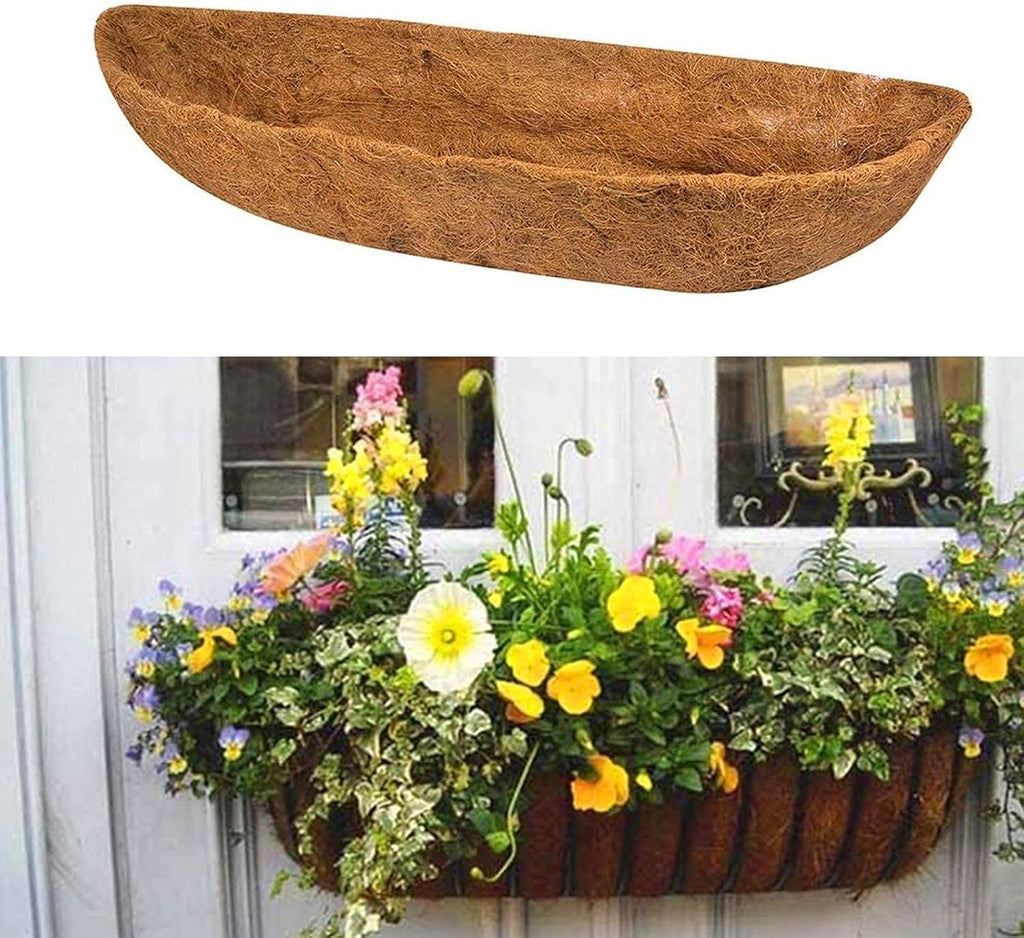 chengchuang 2 Packs Natural Coco Fiber Replacement Liner, 24/30/36/48 in Coconut Liners for Planters, Coco Liners for Window Box/Hanging Basket Liners, Durable Coconut Coir for Planting (30 inch)