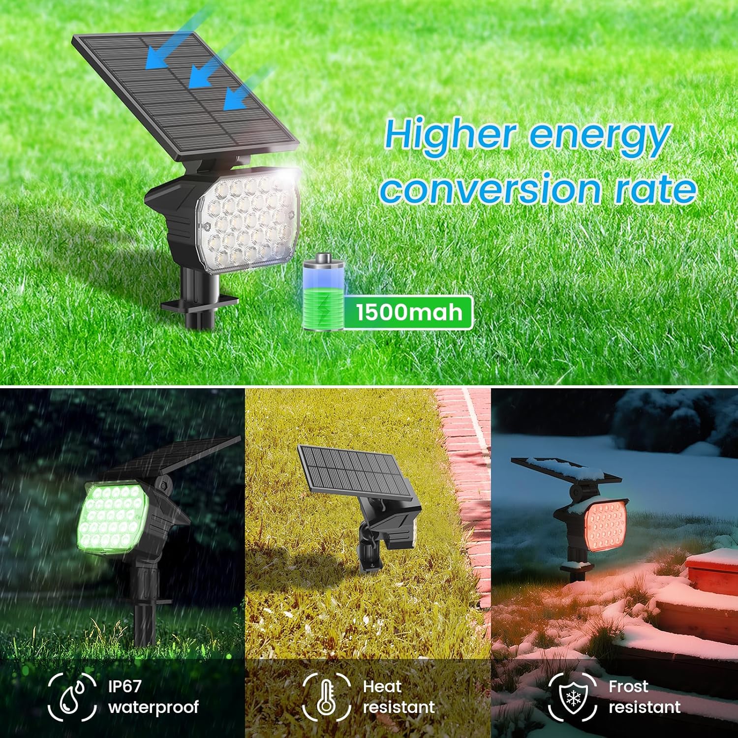 VOLISUN Solar Landscape Spotlights Adjustable Outdoor, Uplights Solar Waterproof IP67, Spot Lights Solar Powered for House,Tree,27 LED with 6 Colors Changing(12 Pack- RGB)