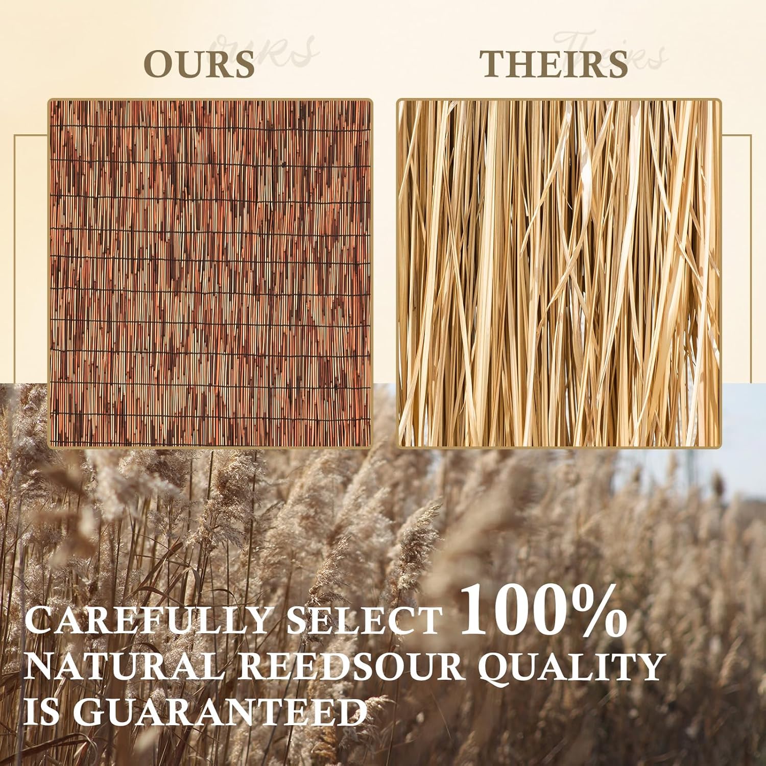 Brown 2 Pack 4FT X 16.4FT Reed Fencing Roll, Balcony Privacy Shade Reed Bamboo Fencing Garden Fence Border, Wind Block Sunshade Fence Screen for Outdoor Yard Patio Flower Bed Edge