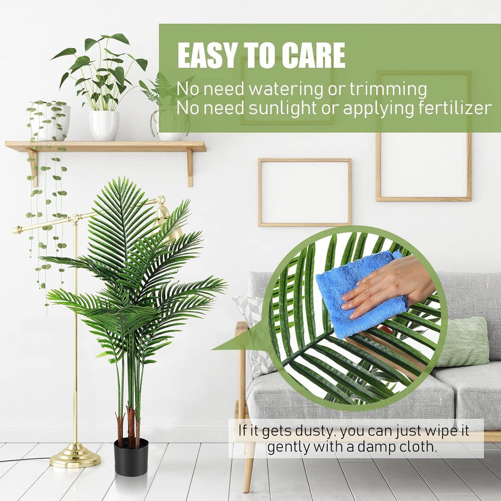 Jexine 4 Pack Artificial Palm Trees 4Ft 5Ft, Fake Plants Fake Trees Artificial Areca Palm Plants for Outdoor Indoor Faux Tree in Pot for Pool Home Office Housewarming Gift Modern Decoration