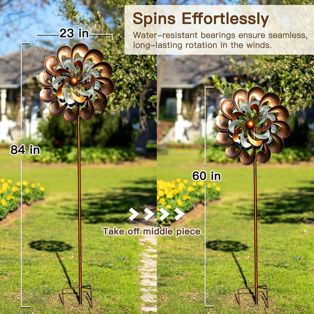 Metal Wind Spinner Outdoor, Wind Spinners for Yard and Garden, 84 inch Wind Sculptures & Spinners, Windmill for Yard Art